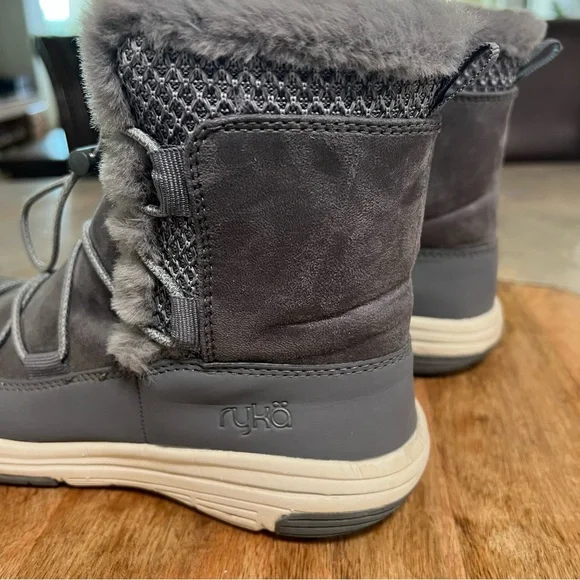 Ryka Women's Aubonne Faux Fur Charcoal Bungee Laces Winter Trail Hiking Boots 8M - Picture 5 of 11